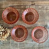 4 pink glass bowls