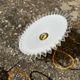 Trio vintage pendant light wavy opaline lampshade golden wires old light