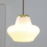 Small Mid-Century Italian Brass and Opaline Pendant Lamp