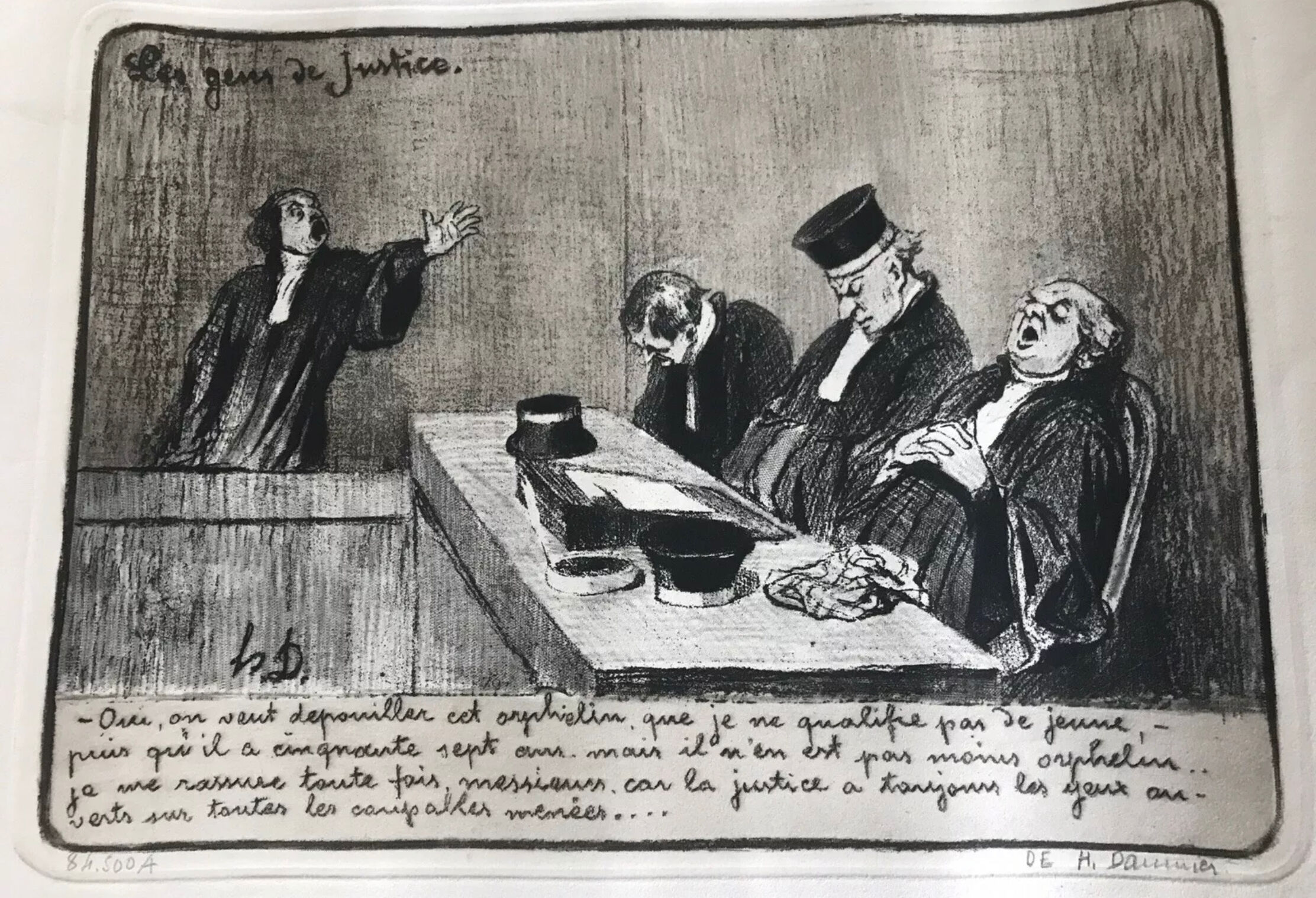 Ancient lithograph by honoré daumier h.d.  "the people of justice" n°84/500