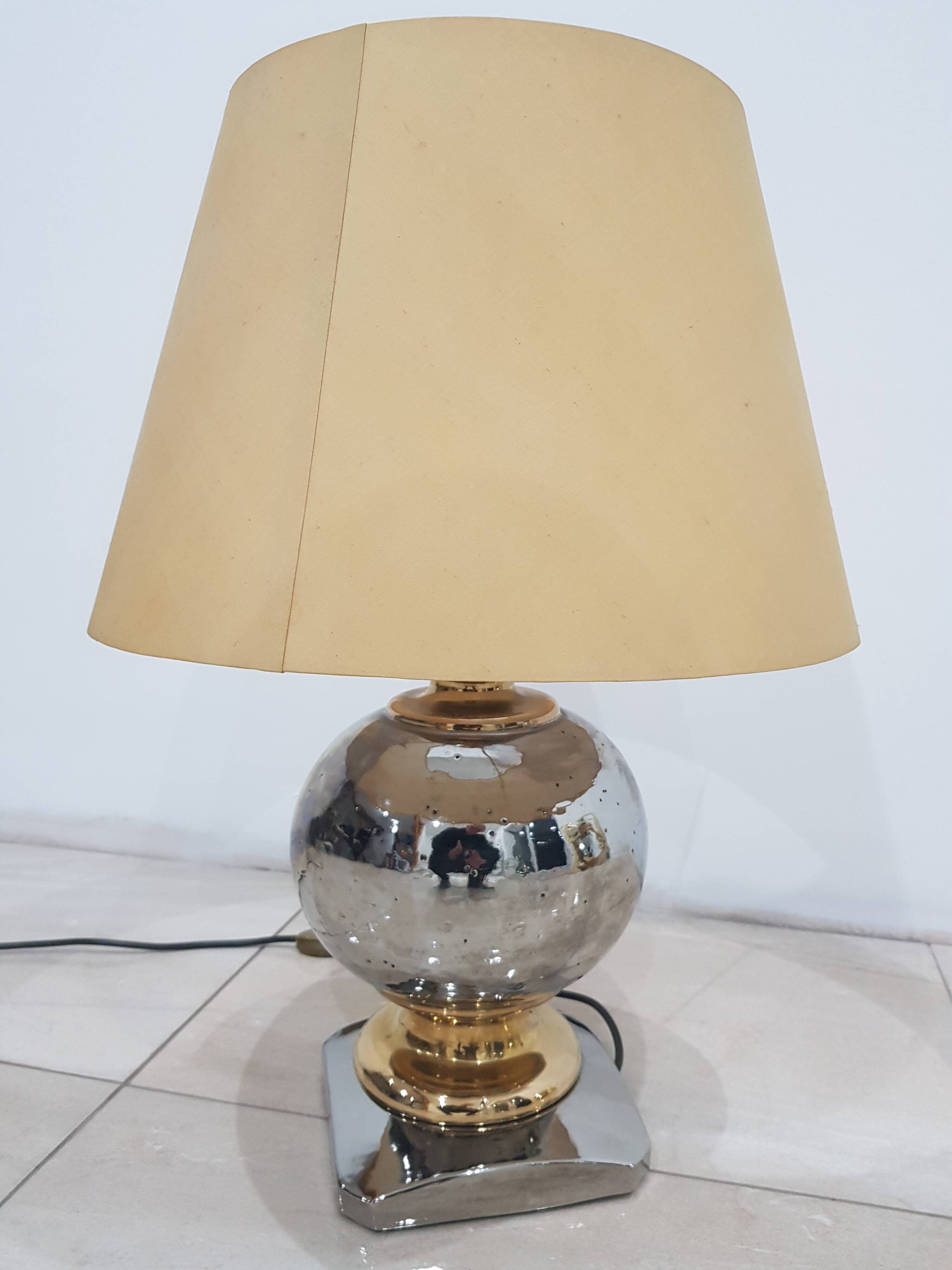 Silver-gold lamp, Italy, 1960s.