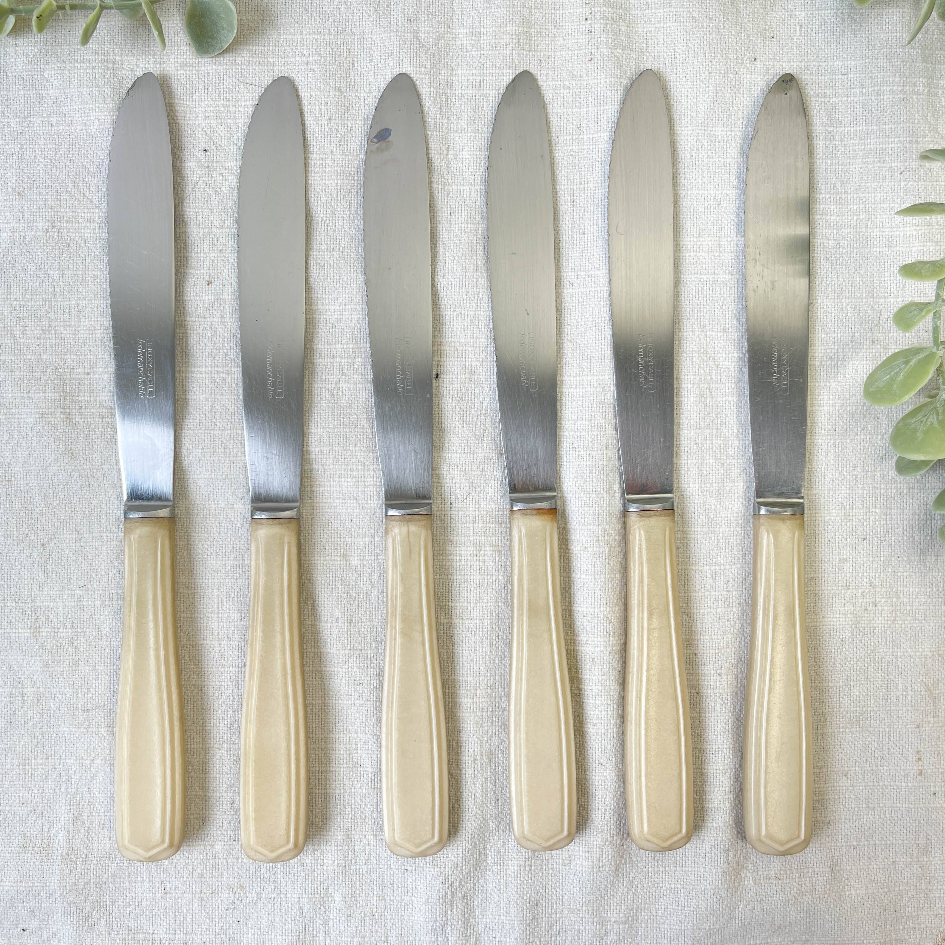 6 vintage Bakelite ivory knives France