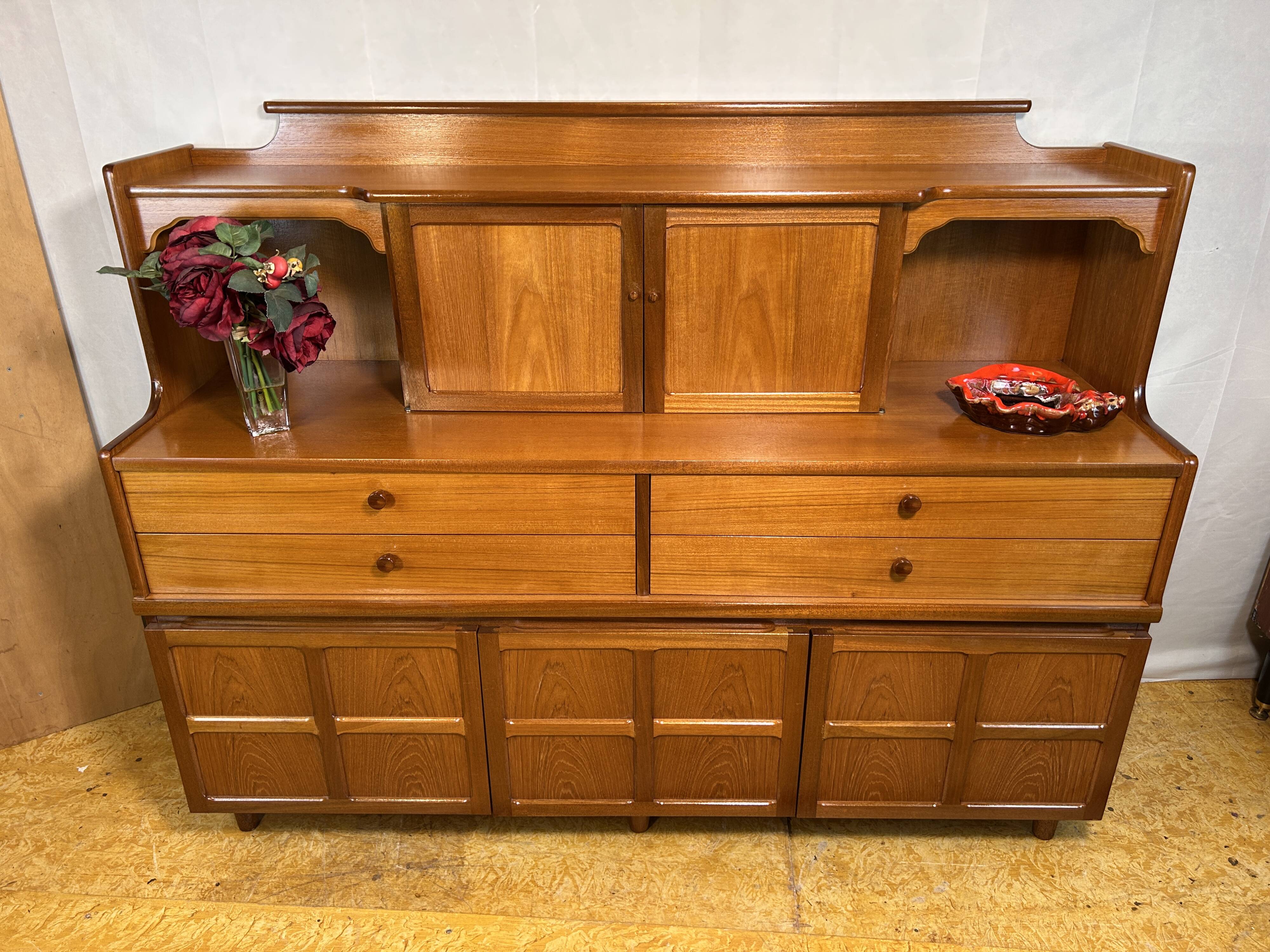Mid-Century Retro Vintage Teak Highboard by Nathan 1960–1970  Exceptionally