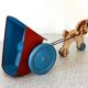 Horse cart and tin cart, old pull toy.