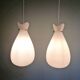 Scandinavian suspension in frosted white glass, 1960s