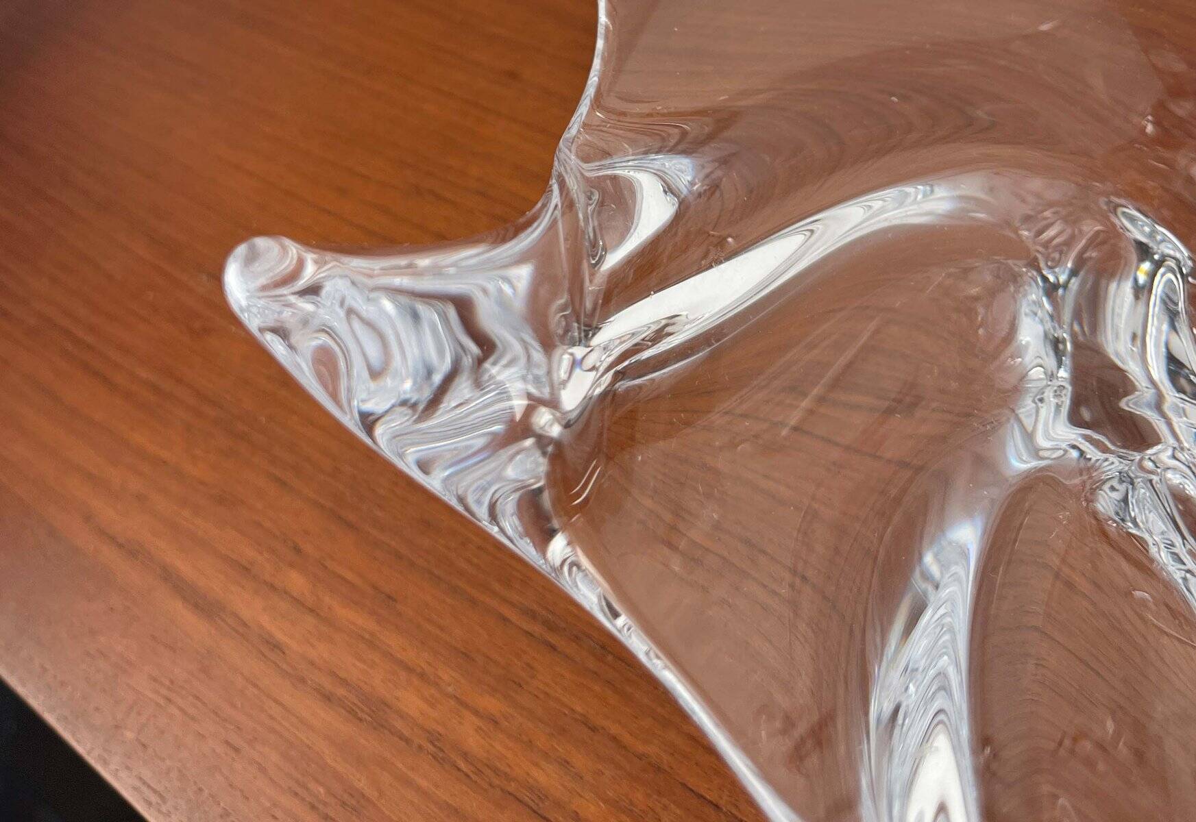 Large Modern Crystal Glass Fruit Bowl from the Mid-Century by Art Vannes, France, 1960s