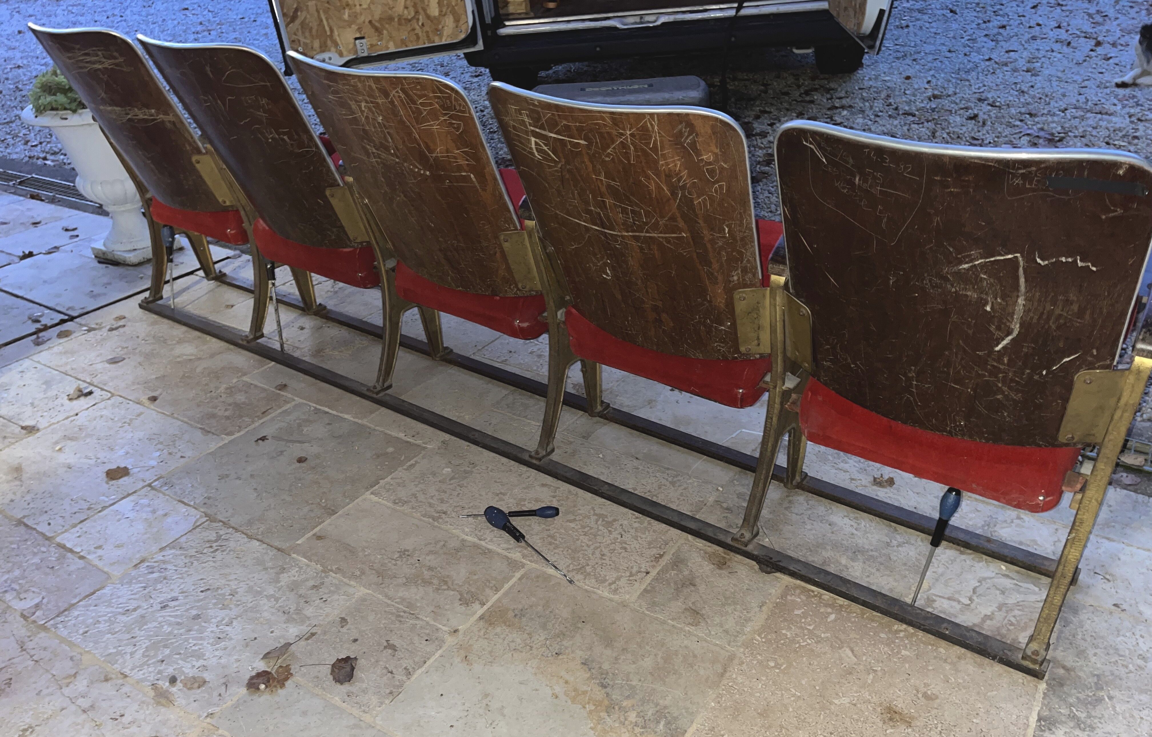 Vintage theater bench