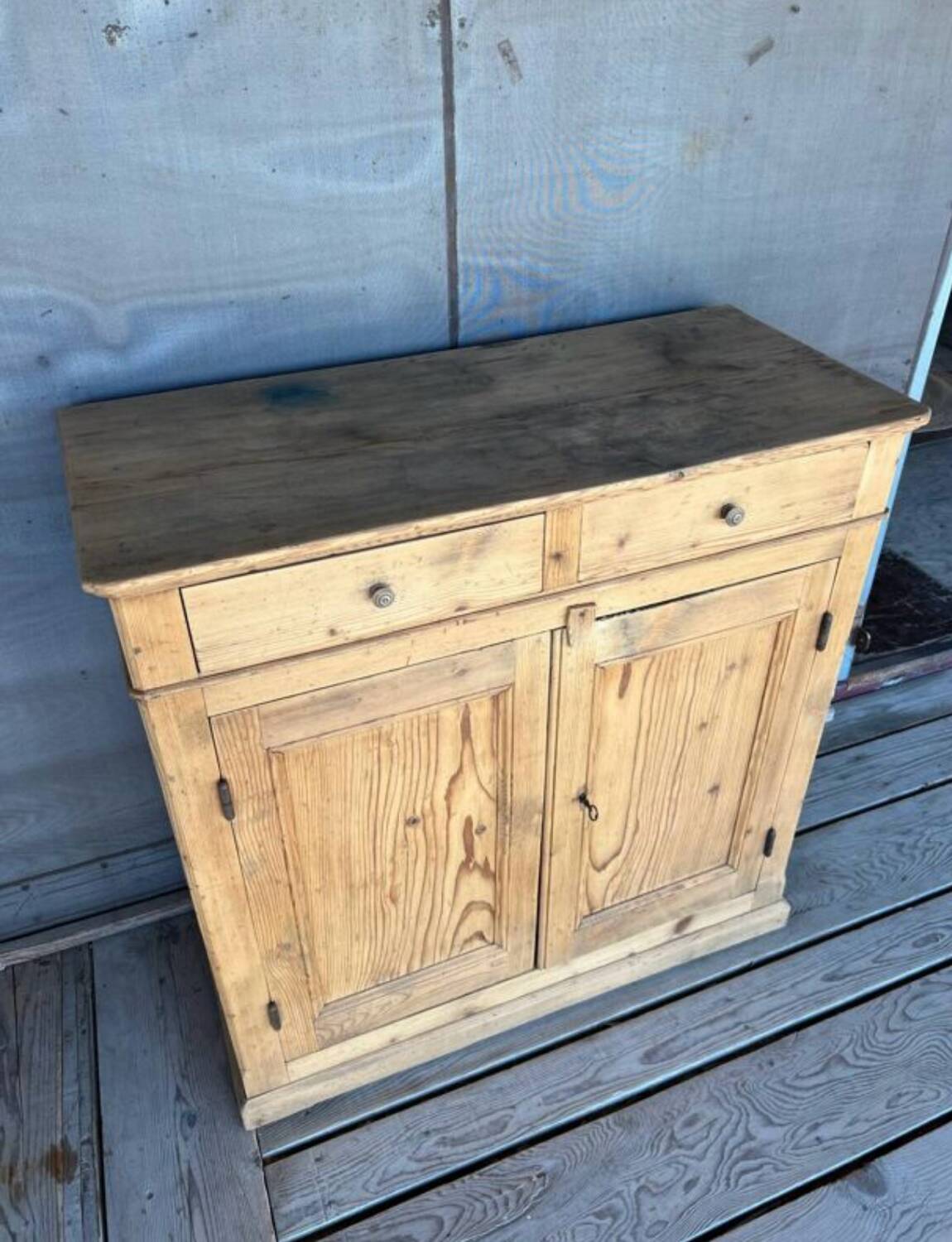Antique raw wood sideboard