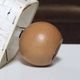 Lamp "ball" in blond wood, fabric lampshade, 70s