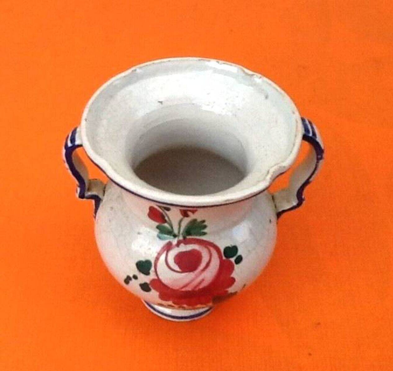 1950s Small baluster-shaped Italian ceramic vase with floral decoration