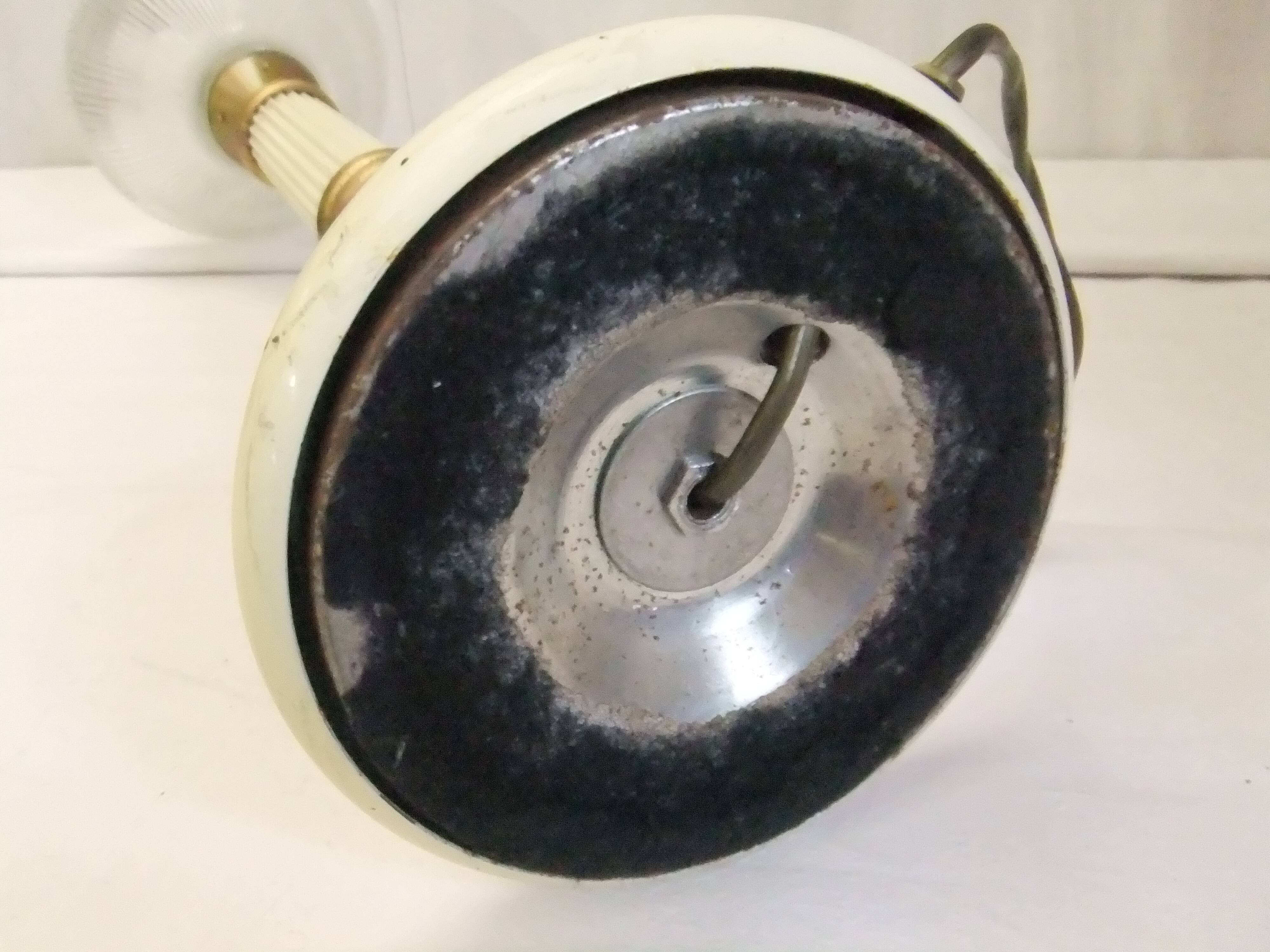 Large vintage column lamp from the 50s, molded glass floor lamp