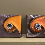 Pair of square ceramic wall sconces.