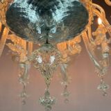 Venetian Chandelier in Colorless Murano Glass, 12 Light Arms, Circa 1900