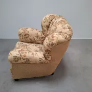 1930s Czech Art Deco Floral Upholstered Wingback Armchair