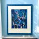 Tony Agostini, Bouquet with Blue Vase, Lithograph, Framed