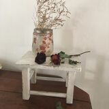 Wooden patinated in white footrest