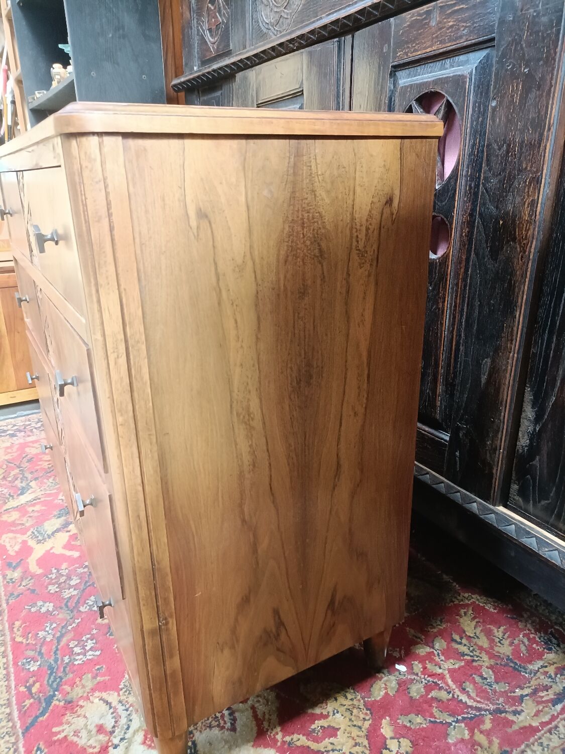 Commode Art-déco années 40, placage noyer