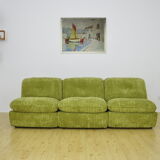 Mid-century green corduroy modular sofa , 1970s