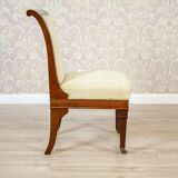 Antique Mahogany Chairs in White Upholstery, 1880, Set of 4