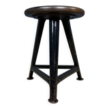 Unmarked black Rowac stool with a dark wood seat.