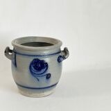 Salt glazed stoneware pot, cobalt oxide decoration