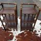 Pair of side tables bedside rattan and vintage bamboo