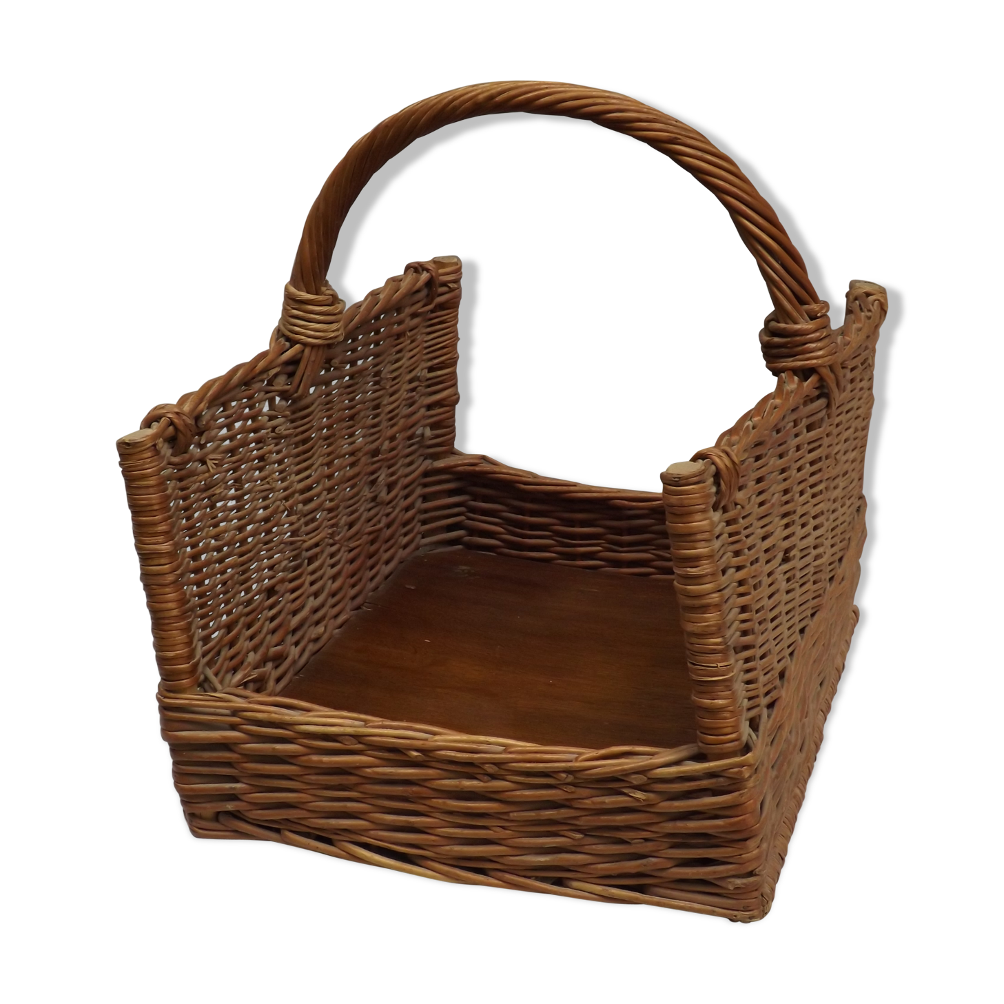 Old door basket wood logs in rattan