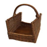 Old door basket wood logs in rattan