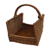 Old door basket wood logs in rattan