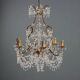 Antique chandelier in gilded iron and metal, Italy, 20th century