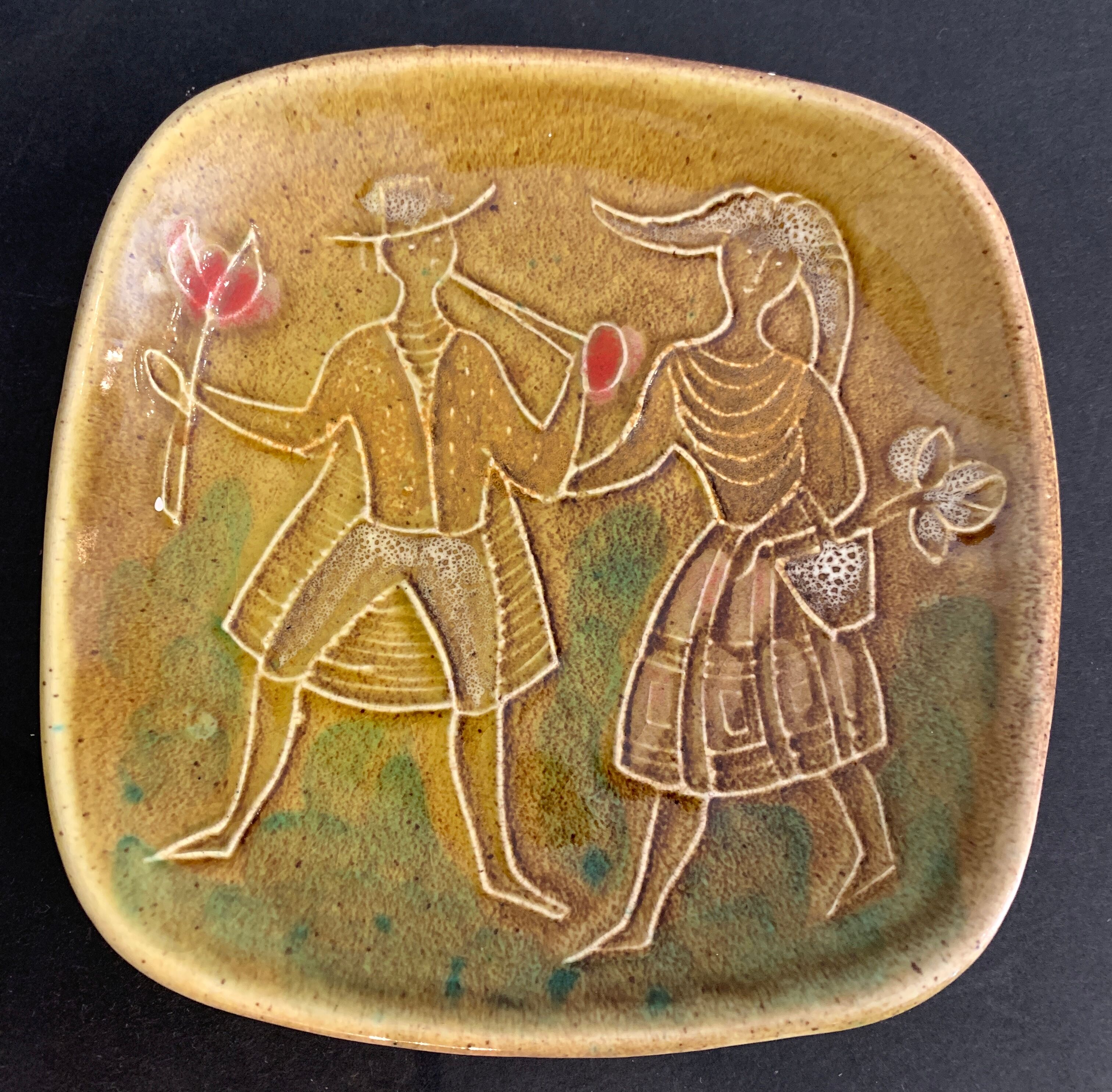 Ceramic trinket bowl Italian numbered, Alessio Tasca, mid Century