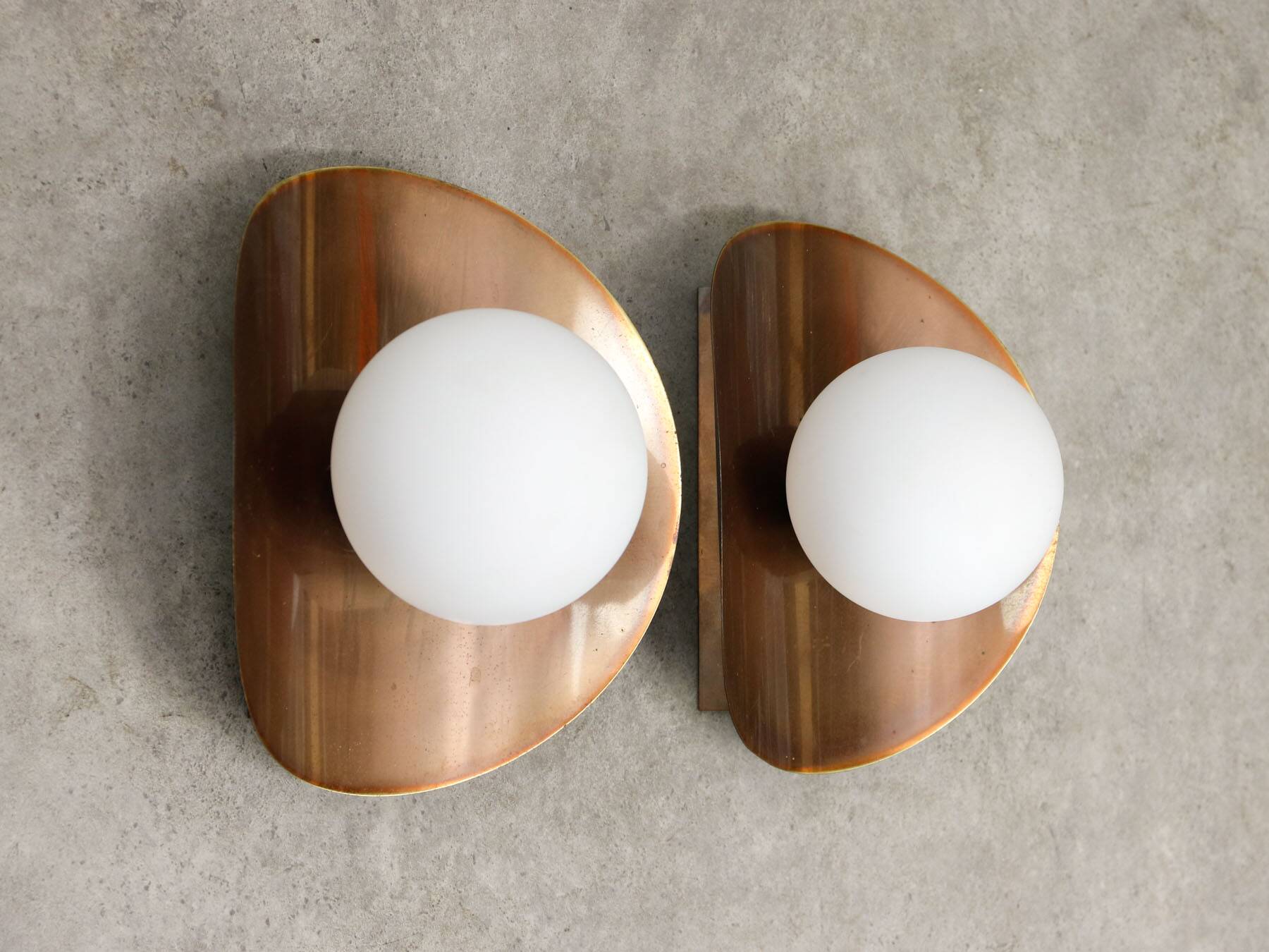 Vintage German Wall Lamps in Copper Plating from Ist Ellux, 1980s, set of 2