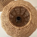 2 vintage table lamps, bedside lamp, sisal lamps, ball lamp, boho, mid-century interior