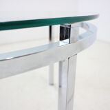 1970s round conference table chrome and glass, italy
