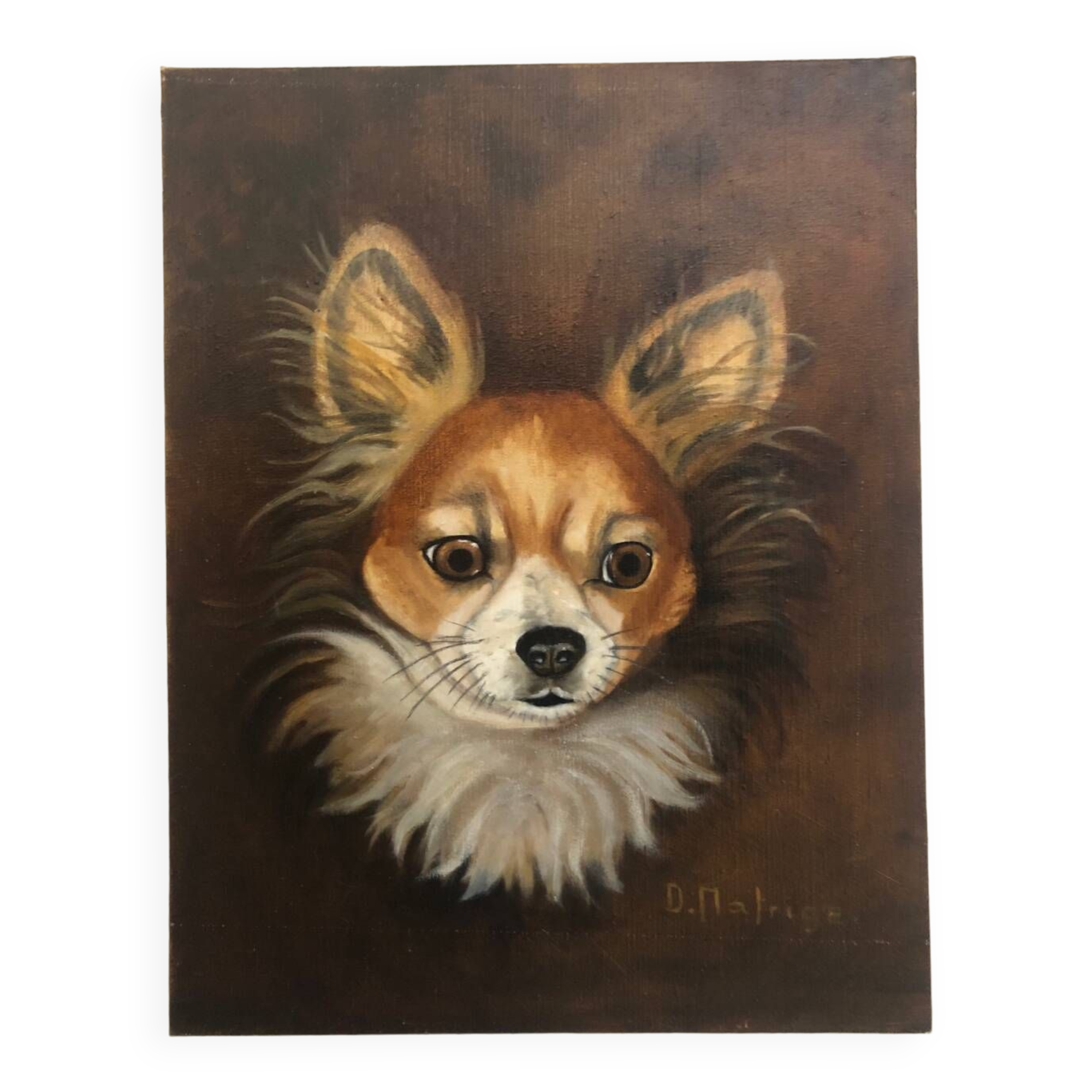 Oil on canvas dog portrait