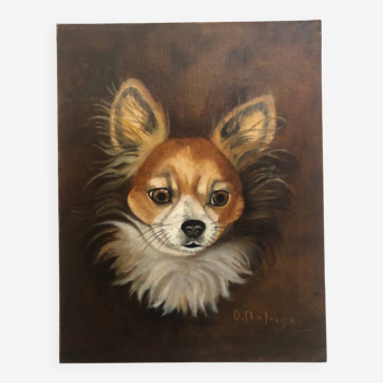 Huile sur toile portrait de chien