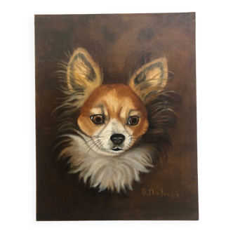 Oil on canvas dog portrait