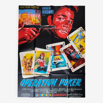 Affiche cinéma originale "Operation Poker" Roger Browne 120x160cm 1965