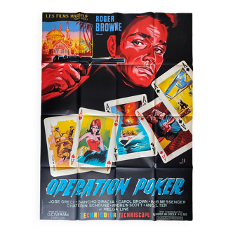 Affiche cinéma originale "Operation Poker" Roger Browne 120x160cm 1965