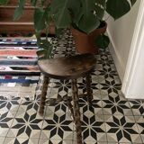 Tripod stool in old turned wood