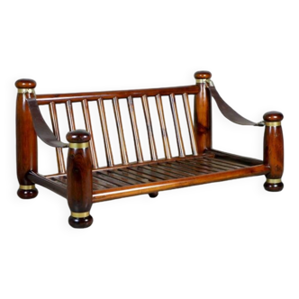 Wooden and brass sofa frame, Italy, 1970s