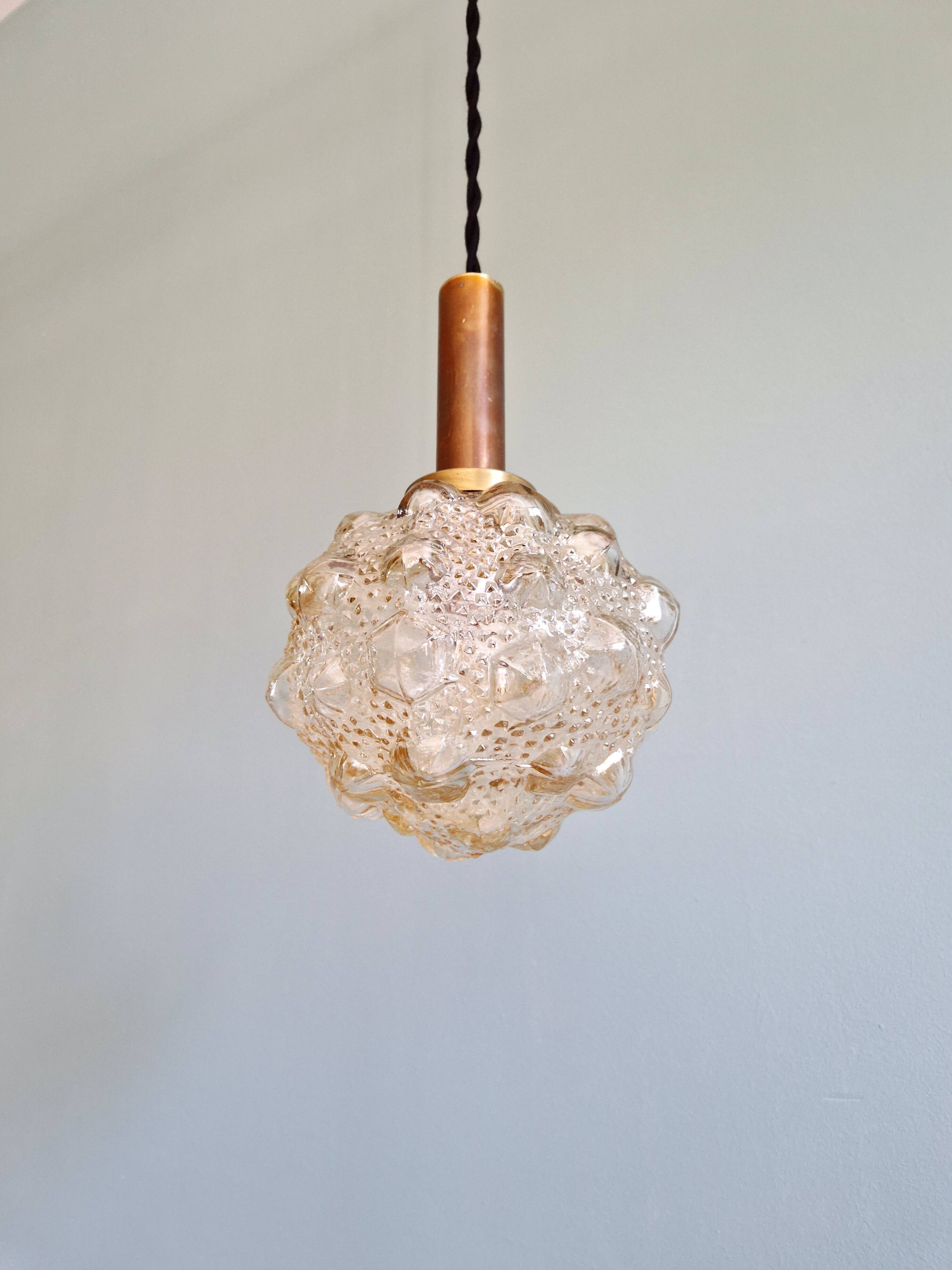 Amber bubble glass pendant (5 available), Helena Tynell, 1970