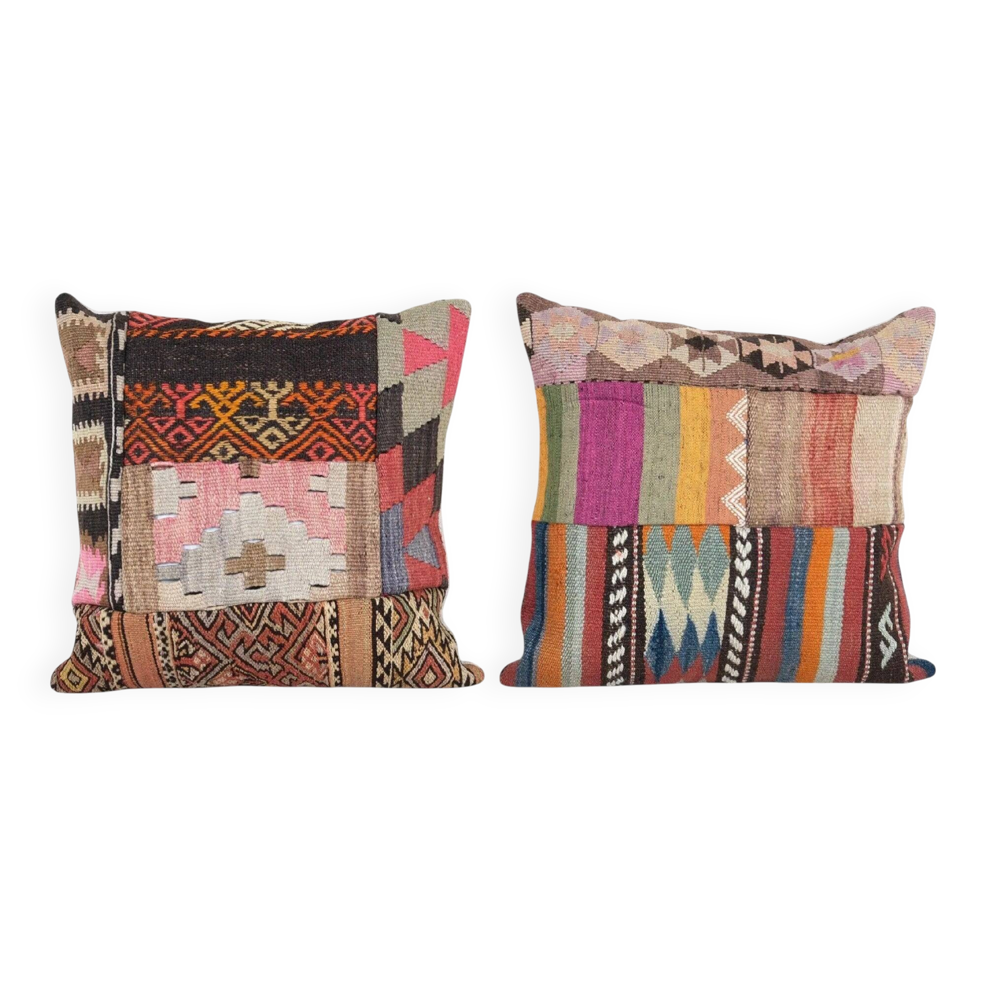 Set of 2 vintage kilim cushion covers 48x48 cm