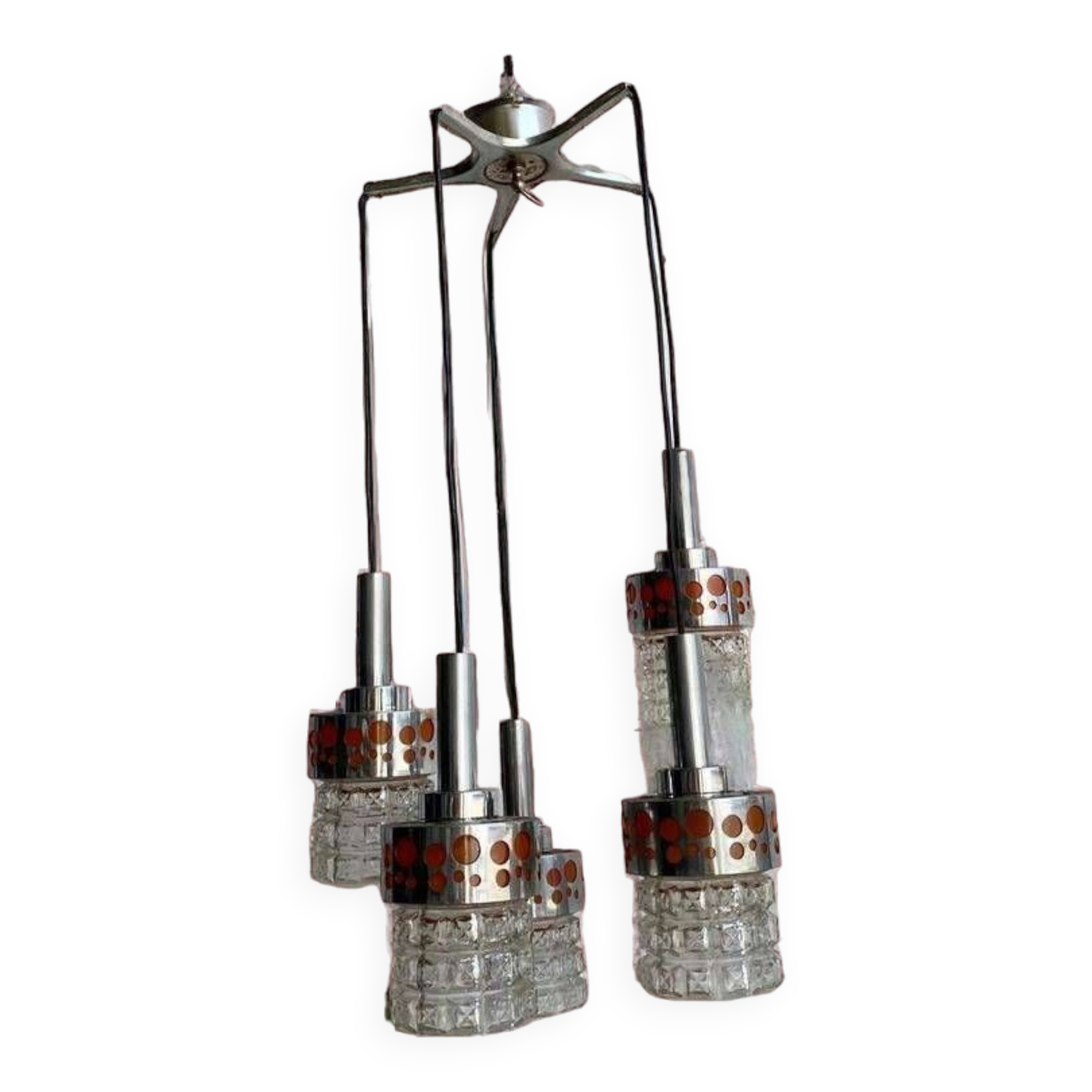 CASCADE LAMP / VINTAGE SOLID CHROME CHANDELIER