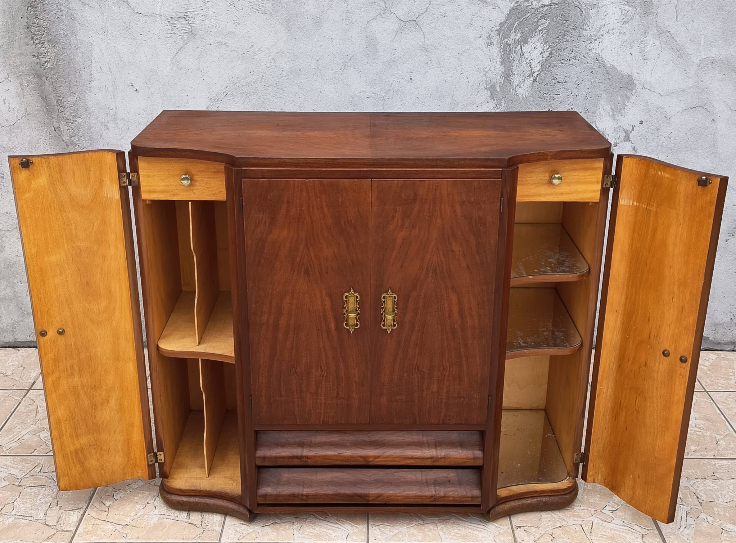 Art Deco walnut burl buffet
