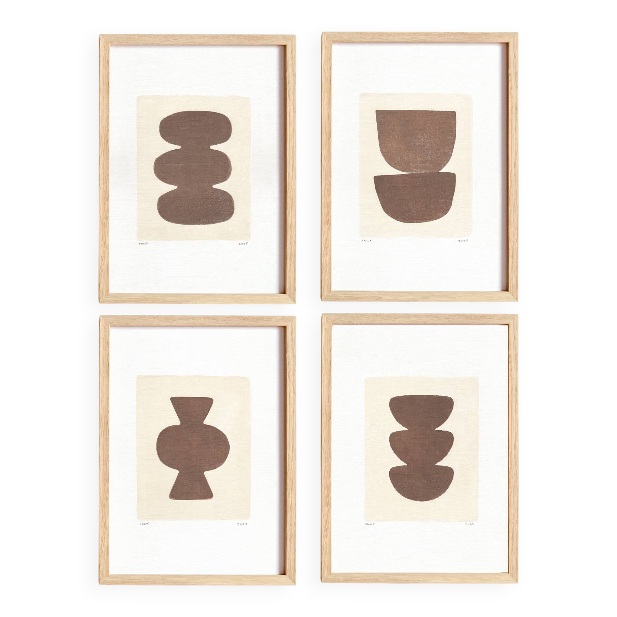 Collection of 4 abstract paintings, Col.Moka, on paper, signed Eawy