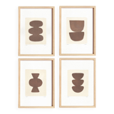 Collection of 4 abstract paintings, Col.Moka, on paper, signed Eawy