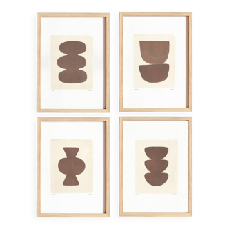 Collection of 4 abstract paintings, Col.Moka, on paper, signed Eawy