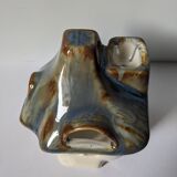 Blue and brown house-shaped photophore of Sandstone Cloud - H: 10cm