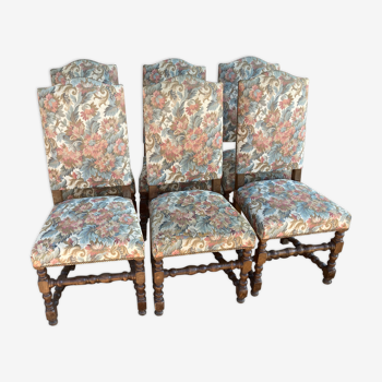 6 chaises de style louis XIII